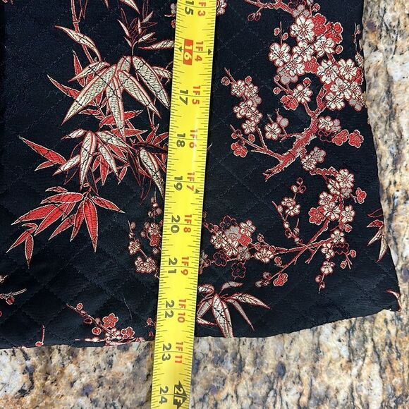 Kaktus Silk Black Floral Embroidery Quilted Button Front Jacket Size XL - Picture 10 of 10